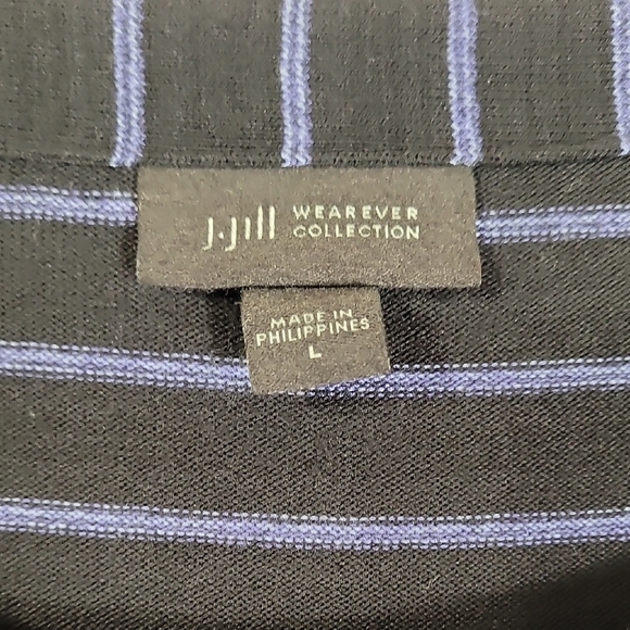J Jill Wearever Long Sleeve Tunic Top Size L Blue Striped Rayon Relaxed Comfy - Picture 5 of 11